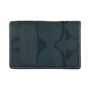 COACH Signature Black Canvas Leather Business Card Holder for Men